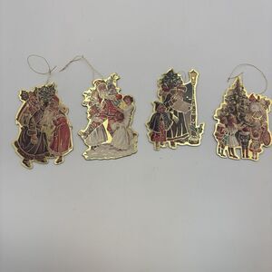 Vintage 1980’s Merrimack cardboard Victorian Christmas ornaments- Set Of Four